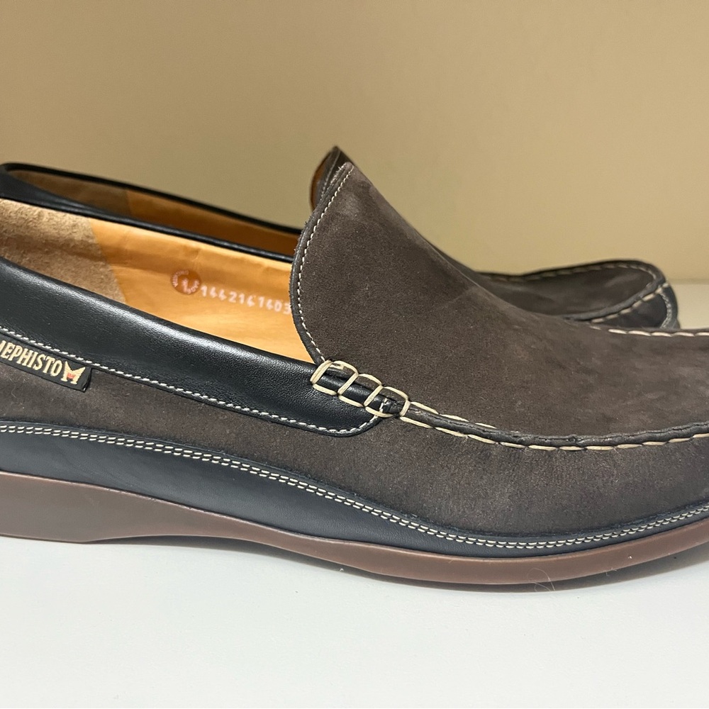 Mephisto Men's Dark Brown and Black Slip-On Loafers